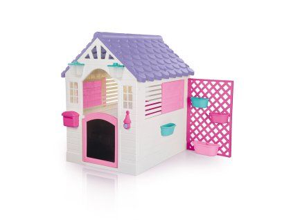 Detský záhradný domček s plotom, bielo-ružová