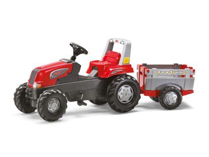 Šliapací traktor Rolly Junior RT s vlečkou červeno-šedý