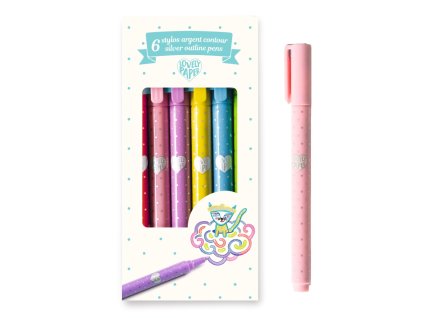 dd03798 obrysove pera so striebornym leskom 6 ks