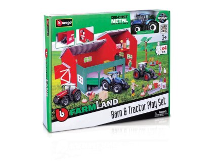 Bburago - FARMLAND, Set Stodola s traktorom, assort