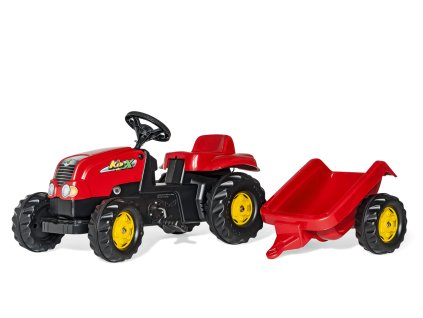Šliapací traktor Rolly Kid s vlečkou - červený