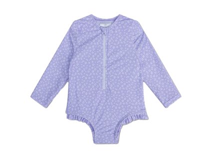 Plavky s dlhým rukávom s UPF 50+ Lila Leopard