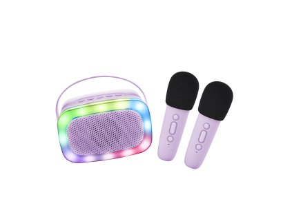 lalar karatwo wlights purple bluetooth karaoke party set 2 mikrofony purple 01