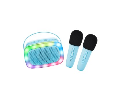 lalar karatwo wlights blue bluetooth karaoke party set 2 mikrofony blue 01