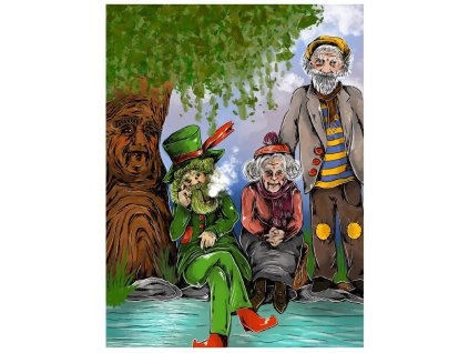 Plakát Kouzelný dědeček, babička a vodník v pohádkovém světě (v rozměru 59,4 cm x 84 cm)