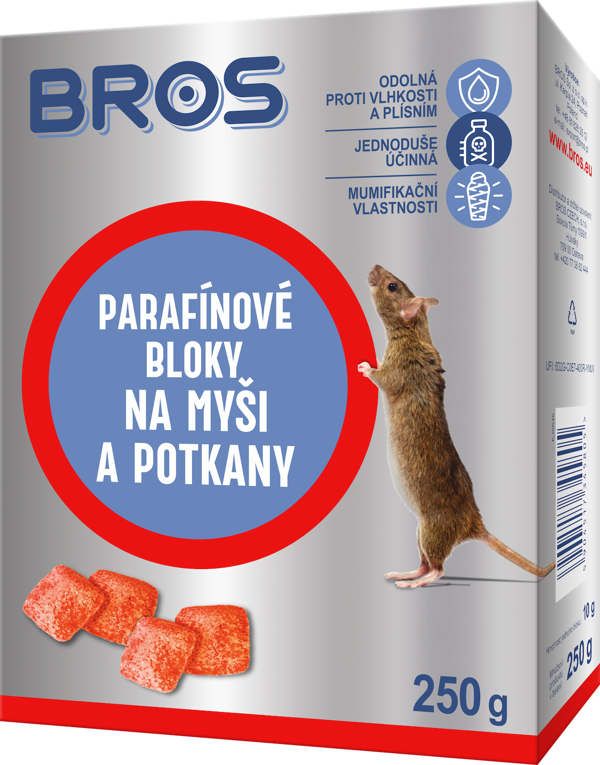 Bros Parafínové bloky na potkany a myši 250 g