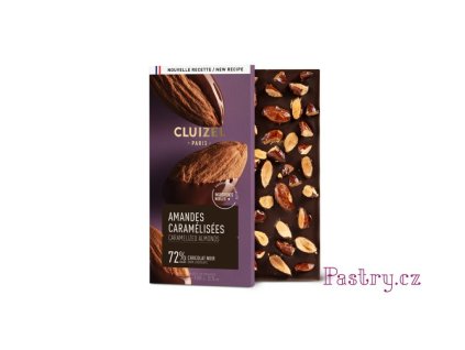 SLEVA - CLUIZEL ČOKOLÁDOVÁ TABULKA hořká s karamelizovanými mandlemi 72% 100g -  MIN. TRV. 17.11.25