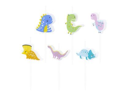 DORTOVÉ SVÍČKY - DINOSAUŘI (barevní) 6ks