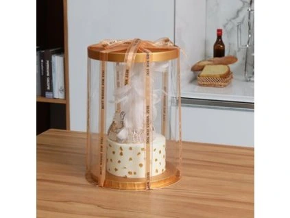 box verpackungsschachtel transparent 30 x 30 x 35 cm rund gold