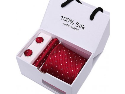 kravata červená puntíky