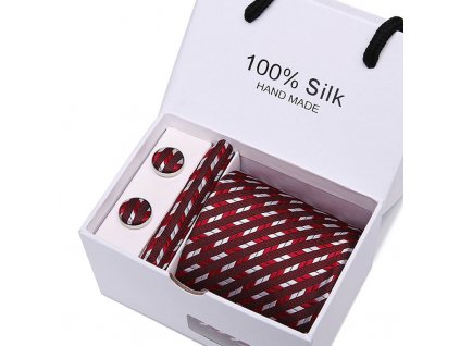 kravata červená s proužky