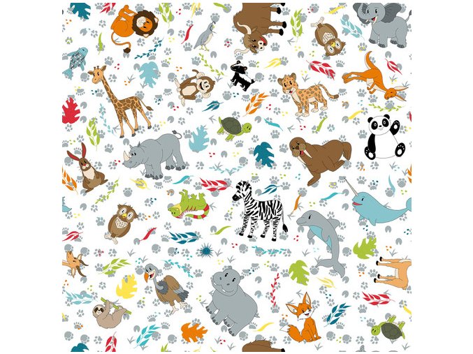 Blank Quilting Corp A to Zoo Tossed Animals White Multi 2652 01