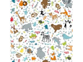 Blank Quilting Corp A to Zoo Tossed Animals White Multi 2652 01