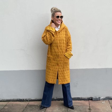 Dámský prošívaný kabát Patte Crust, hořčice