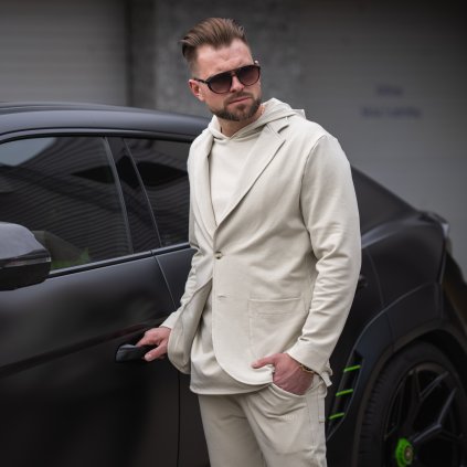 Pánské prémiové sako Patte Bull, ecru barva
