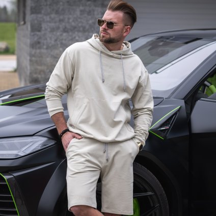 Pánská prémiová mikina s kapucí Patte Bull, ecru