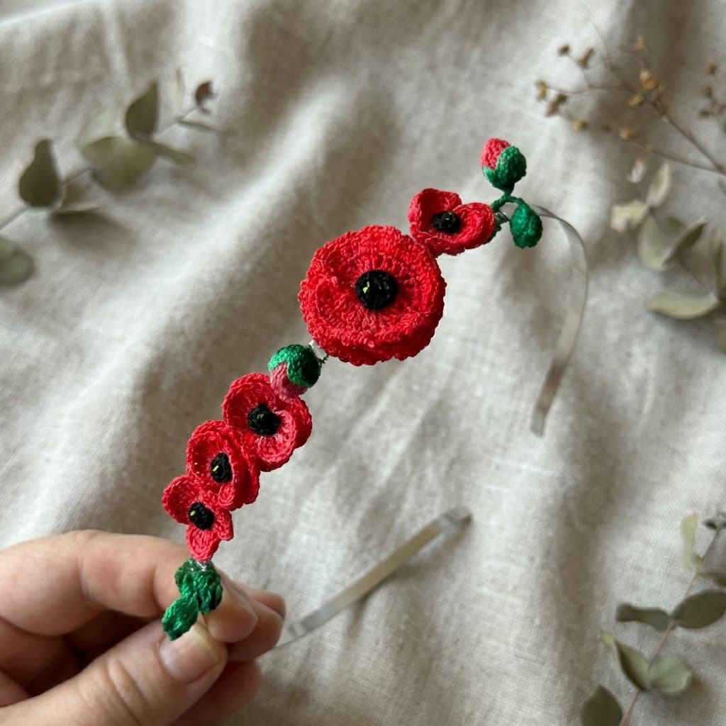 Svatební čelenka s vlčími máky