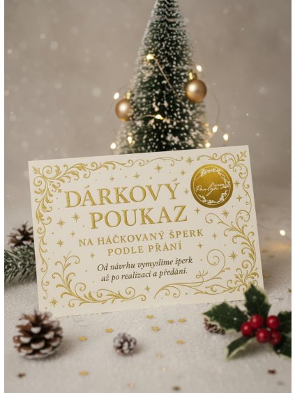 Darujte jedinečnost, umění a šperk, který bude vytvořen přímo ženou, které poukaz věnujete.  Tímto zlatým dárkovým poukazem darujete možnost vytvořit si vlastní květinový šperk.