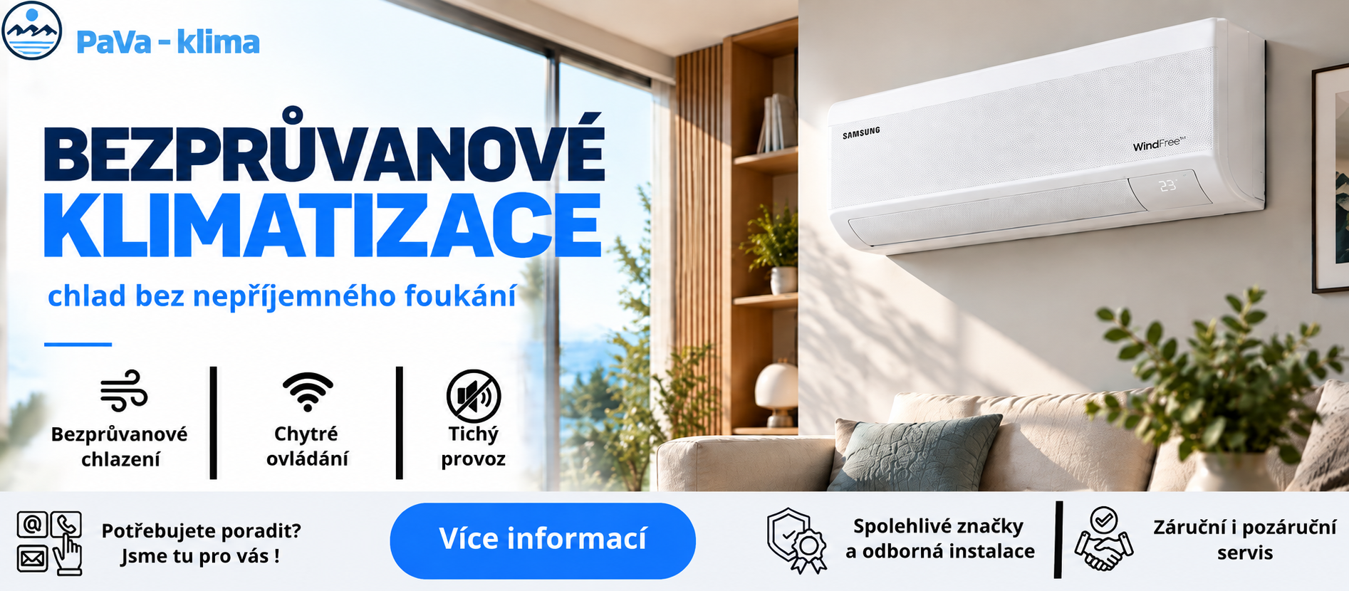 Klimatizace Samsung WindFree montáží v ceně. Výhodná akce, montáž zdarma, slevová akce.