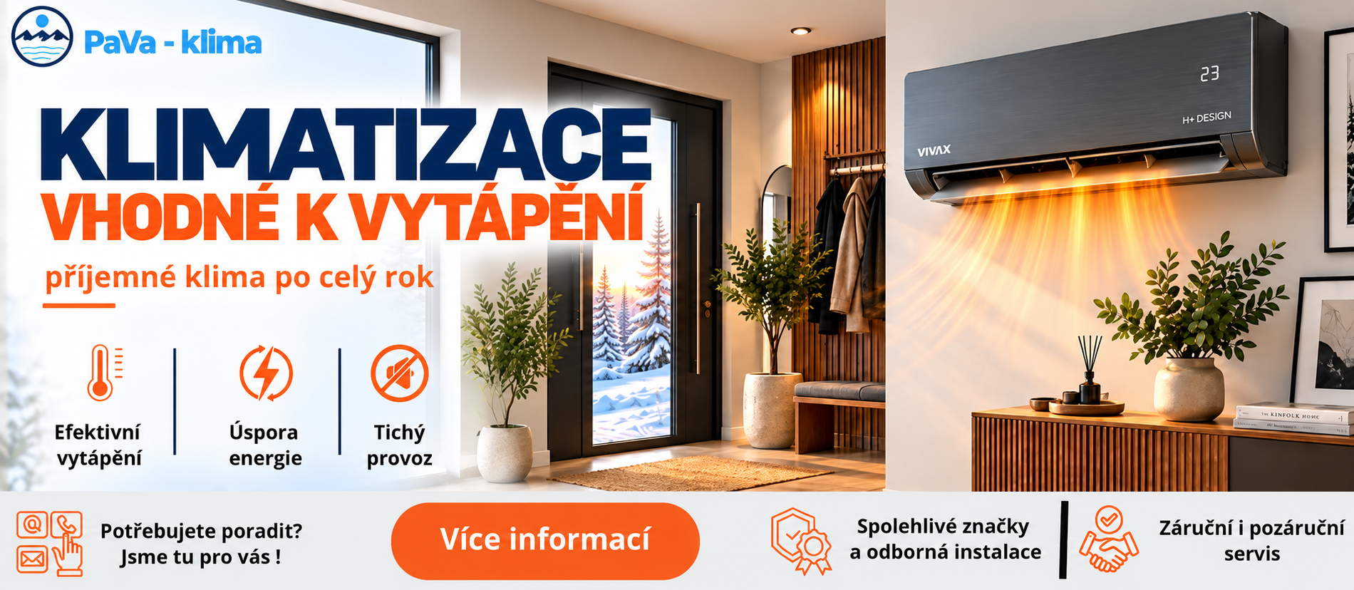 Splitové i multisplitové klimatizace vhodné k vytápění