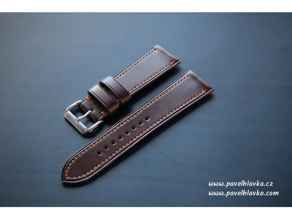 Ručně šitý kožený řemínek pásek pro hodinky apple watch walpi hořká čokoláda
