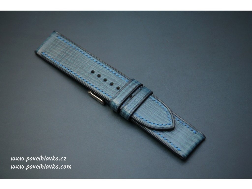 Kožený řemínek Apple Watch prošívaný - Palmellato Modrý