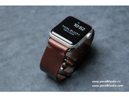Ručně šitý kožený řemínek pásek apple watch ruční práce Horween chromexcel tmavě hnědý