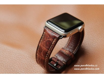 Kožený řemínek Apple Watch z krokodýlí kůže - hnědý