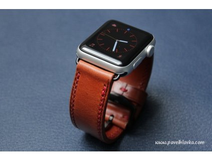 Ručně šitý kožený řemínek pásek pro hodinky apple watch walpi světle hnědý světle hnědý