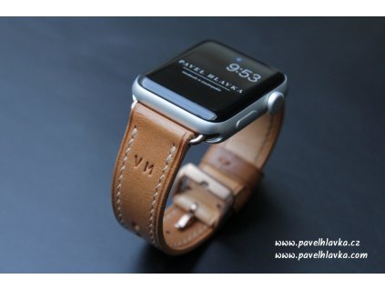Ručně šitý kožený řemínek pásek pro hodinky apple watch walpi medový