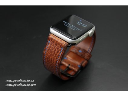 Ručně šitý kožený řemínek pásek na hodinky apple watch z přírodní kůže dollaro konak