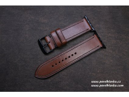 Kožený řemínek Apple Watch prošívaný - Temp Hnědý