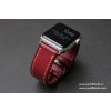 Ručně šitý kožený řemínek pásek apple watch ruční práce Temp Bordo