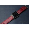 Ručně šitý kožený řemínek pásek apple watch ruční práce Temp Bordo
