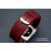 Ručně šitý kožený řemínek pásek apple watch ruční práce Temp Bordo
