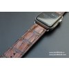 Ručně šitý kožený řemínek pásek apple watch ruční práce krokodýlí kůže vintage hnědý