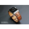 Ručně šitý kožený řemínek pásek apple watch ruční práce krokodýlí kůže vintage hnědý