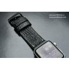 Ručně šitý kožený řemínek pásek pro hodinky apple watch z kůže žralok černý