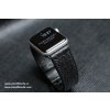 Ručně šitý kožený řemínek pásek pro hodinky apple watch z kůže žralok černý