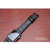 Ručně šitý kožený řemínek pásek pro hodinky apple watch z kůže žralok černý