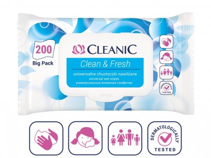 Cleanic Clean&Fresh univerzálne vlhčené obrúsky 1op.-200ks