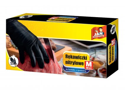Sarantis Jan Niezbędny Čierne nitrilové rukavice, veľkosť M, 1 balenie - 50 kusov