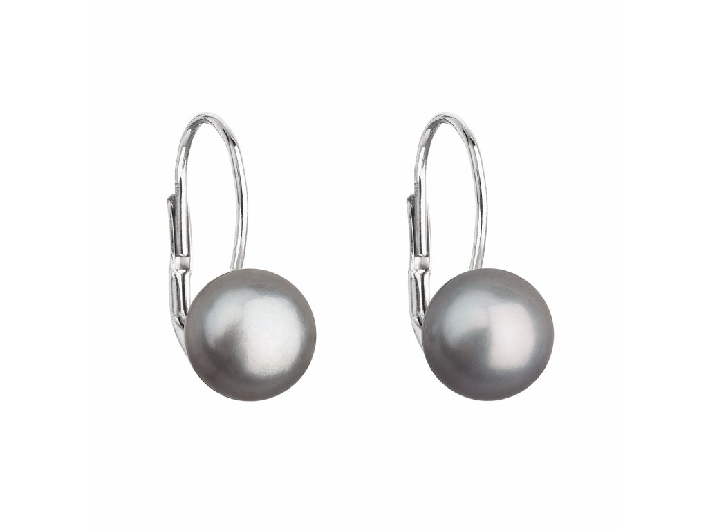 Stříbrné náušnice visací s šedou říční perlou 21044.3 - Pavona s.r.o.