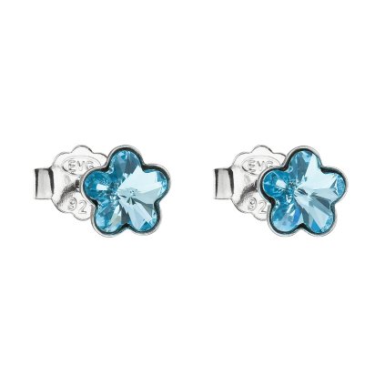 16337 stribrne nausnice pecka s krystaly swarovski modra kyticka 31080 3