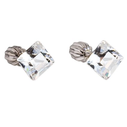 16340 stribrne nausnice pecka s krystaly swarovski bily ctverec 31065 1