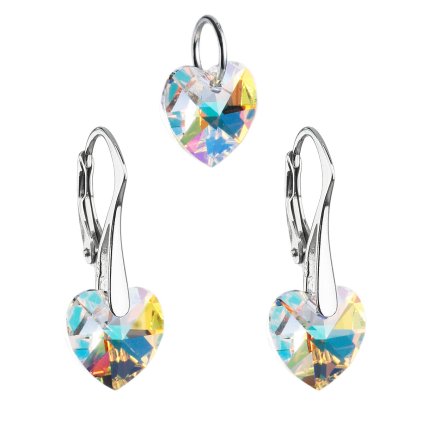 16385 sada sperku s krystaly swarovski nausnice a privesek ab efekt srdce 39003 2