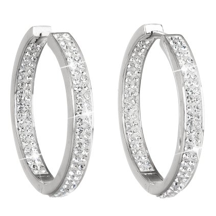 16433 stribrne nausnice kruhy s krystaly swarovski bily kruh 31122 1