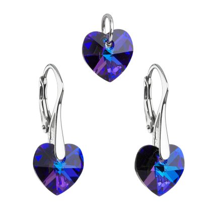 16442 sada sperku s krystaly swarovski nausnice a privesek modra srdce 39003 5 heliotrope