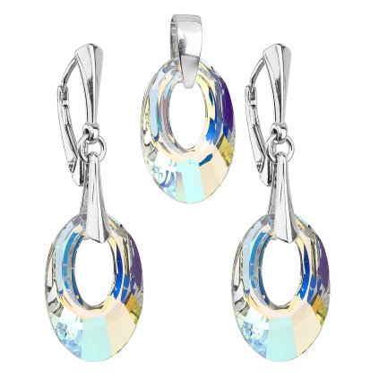 16454 sada sperku s krystaly swarovski nausnice a privesek ab efekt oval 39082 2