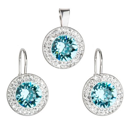 16712 sada sperku s krystaly swarovski nausnice a privesek modre kulate 39107 3 turquoise